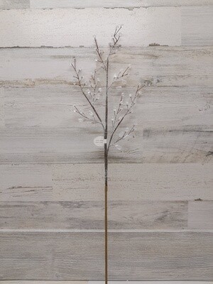 29&quot; Flocked Bead Twig Spray Crystal