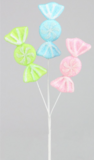 16&quot; Glitter/Styrofoam Candy Pick  x3 Pastel Pink /Green/Blue