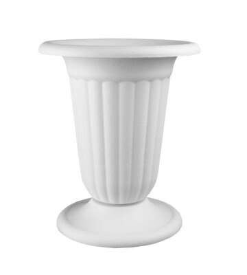 11.25" Pedestal Urn White (Plastic)