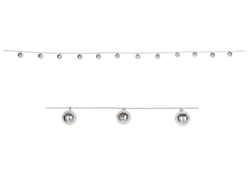 1.5&quot;x78&quot; 12 Disco Ball Garland Silver