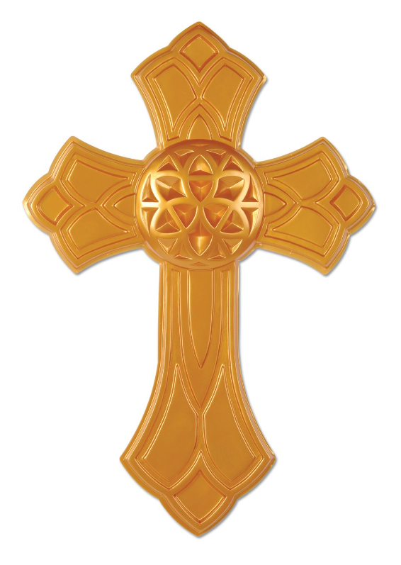 12&quot;x17.5&quot; Plastic Cross Gold