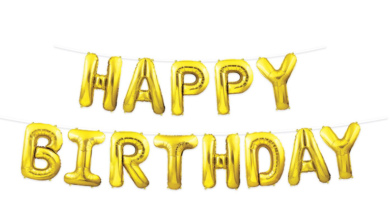 14.25&quot;x12&#39; Happy Birthday Balloon Streamer Gold