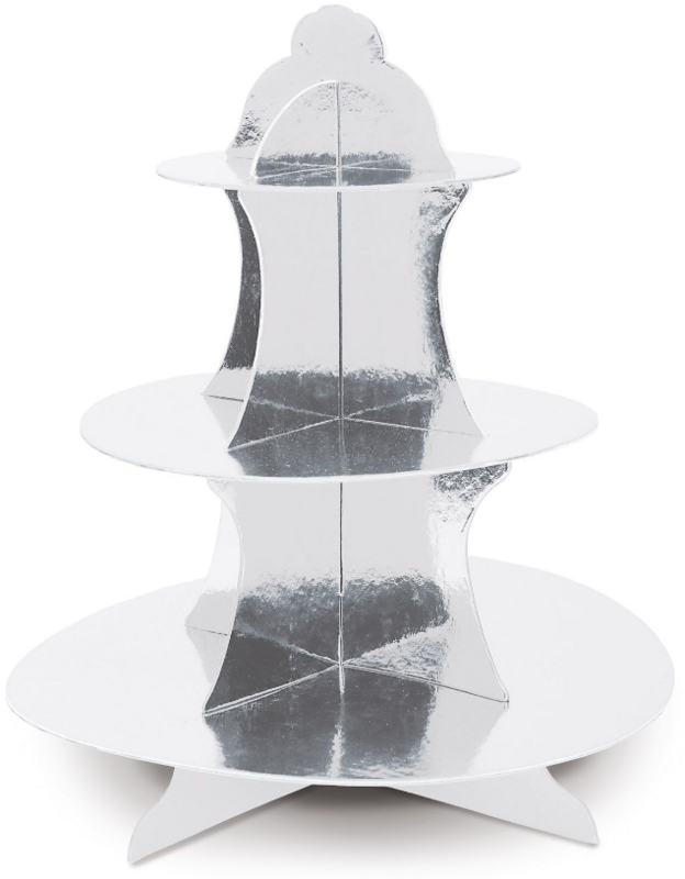 13.5&quot; 3-Tier Metallic Cupcake Stand Silver