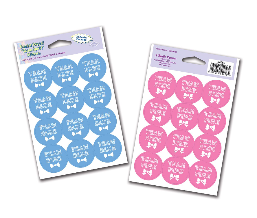 24pc 1.25&quot; Team Blue/Pink Stickers