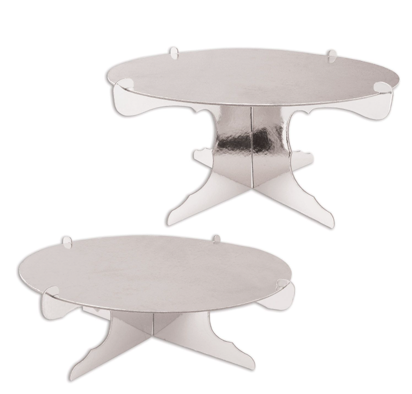 2pc 12.5&quot;x4&quot; &amp; 12.5&quot;x6&quot; Metallic Cake Stand Silver