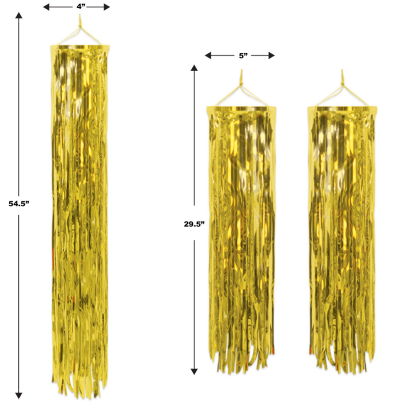 3pc 29.5&quot; &amp; 4.54&quot; Metallic Fringe Columns Gold