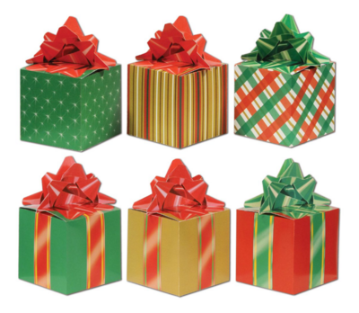 3pc 3.25&#39;x5.75&quot; Reversible Christmas Present Favor Boxes