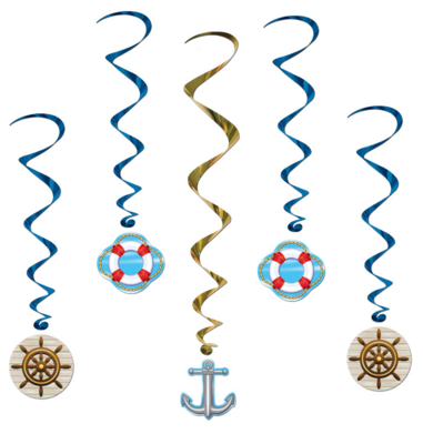 5pc 40&quot; Hanging Nautical Whirls