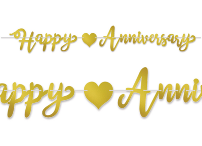 7.5&quot;x6&#39; Foil Happy Anniversary Streamer Gold