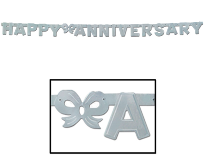 4.25&quot;x6&#39; Foil Happy Anniversary Banner Silver