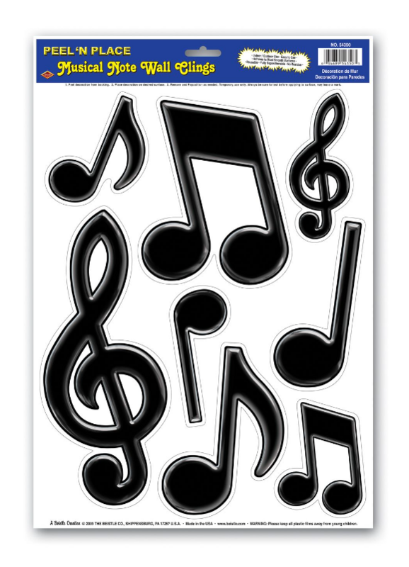 8pc Wall Cling Music Notes