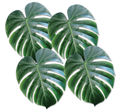 4pc 11.5&quot;x13&quot; Fabric Tropical Palm Leaves Green