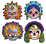 4pc 12&quot; Day Of The Dead Masks