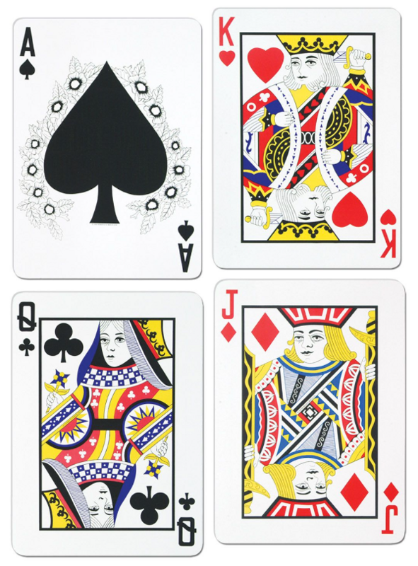 4pc 12.5&quot;x17.5&quot; Double Sided Playing Card Cutouts