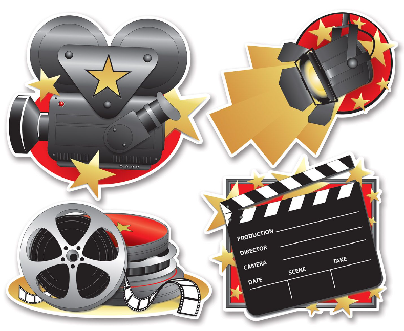 4pc 14.75&quot;-16.5&quot; Double Sided Movie Set Cutouts