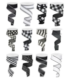 1.5&quot;x10yd Assorted Wired Ribbon Black/White