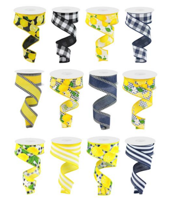 1.5&quot;x10yd Lemon Ribbon Assorted