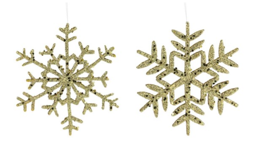 10&quot; Glitter Snowflake Ornament Gold Assorted