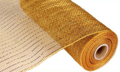 10&quot;x10yd Metallic Deco Mesh Gold