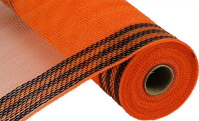 10.25&quot;x10yd Border Stripe Mesh Orange/Black