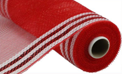 10&quot;x10yd Border Stripe Mesh  Red/White