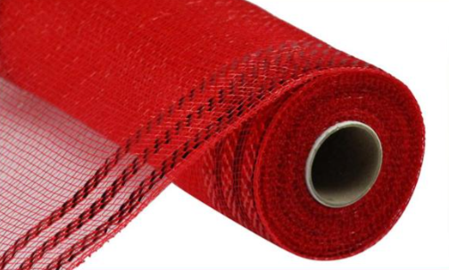 10&quot;x10yd Border Stripe Mesh Red/Red