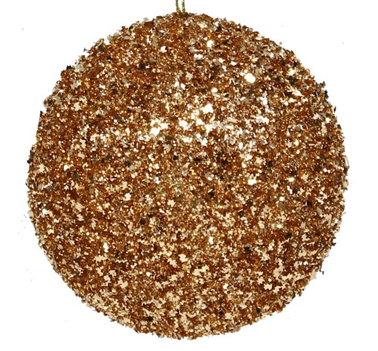 100mm Glitter Ornament  Gold