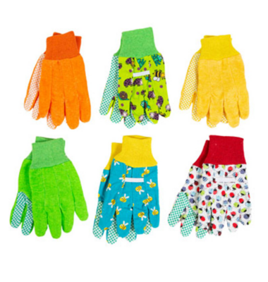 Kids Polyester Garden Gloves w/Dotted Palm Assorted