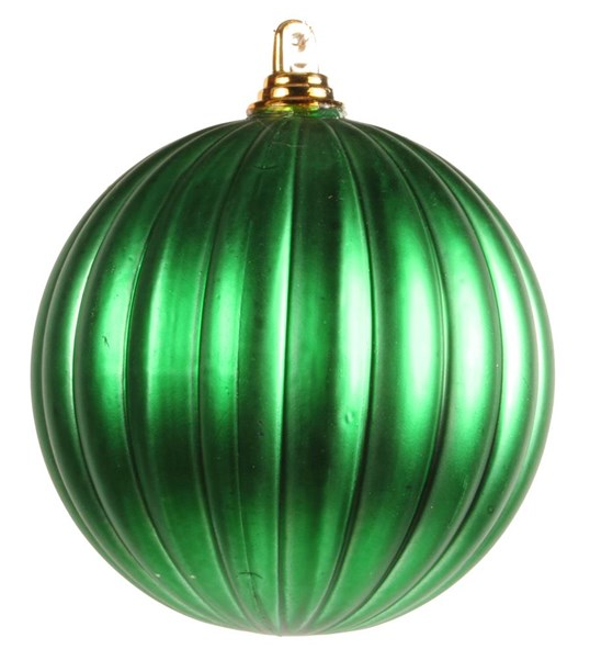 100mm Vertical Stripe Ornament Matte Green