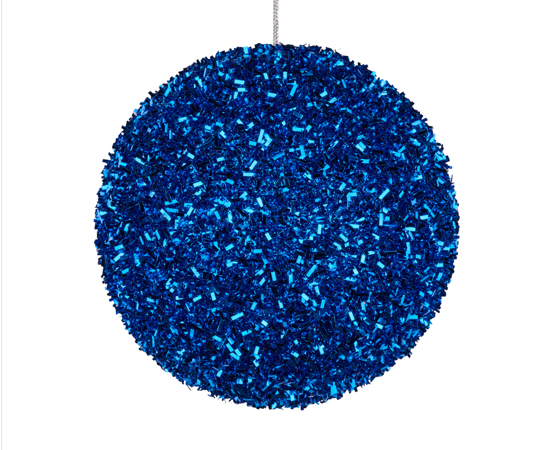 100mm V Cut Foil Glitter Ornament Royal