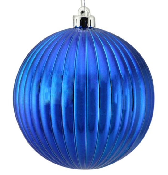 100mm V.P. Plastic Vertical Stripe Ornament Royal