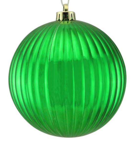 100mm Vertical Stripe Ornament Green