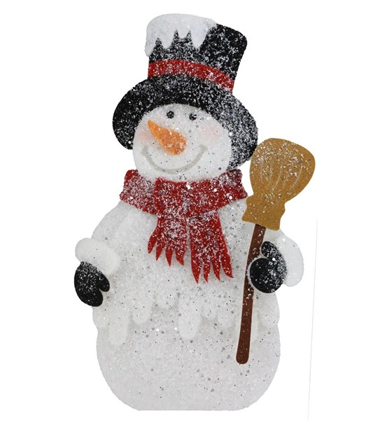 12&quot;x7&quot; Felt Foam Glitter Snowman White/Red