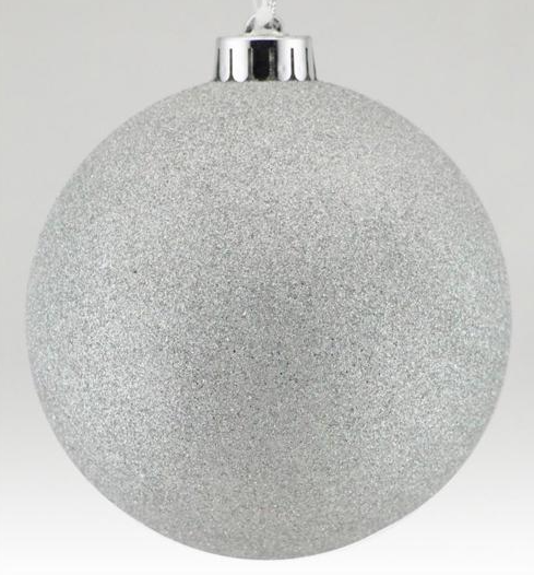 120mm Glitter Ball Ornament Silver