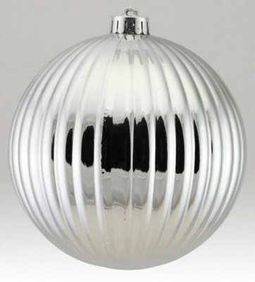 120mm Vertical Stripe Ball Ornament Silver