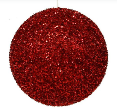 150mm Glitter Ornament Red