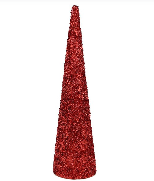 18&quot;x4.25&quot; Sequin Glitter Cone Red