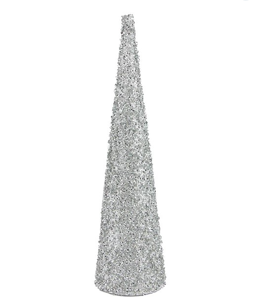 18&quot;x4.25&quot; Sequin Glitter Cone Silver