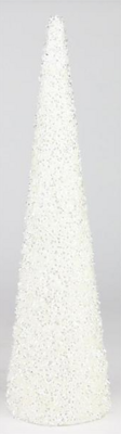 18&quot;x4.25&quot; Sequin Glitter Cone White