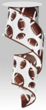 2.5&quot;x10yd Football Ribbon White/Brown