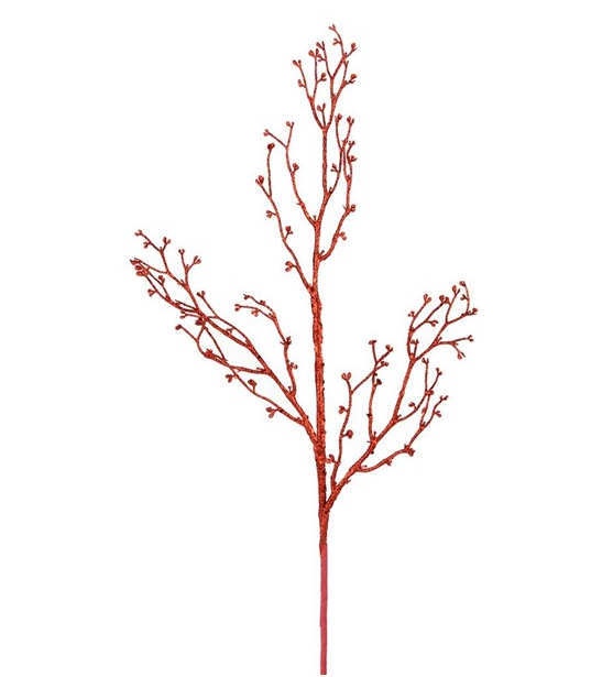 27&quot; Glitter Bud Branch Spray Red