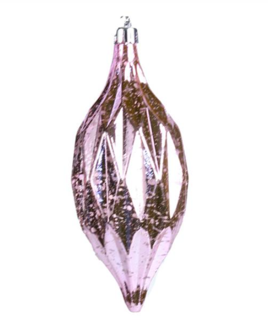 6.5&quot; Antique Look Diamond Finial Ornament Icy Pink