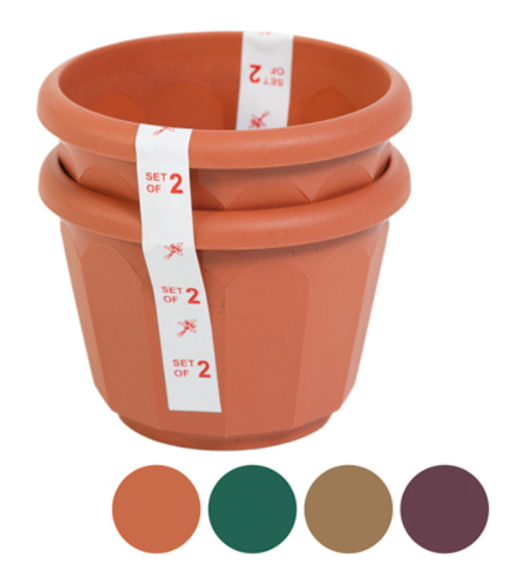 2pc 5&quot;x4&quot; Round Planter Assorted (Plastic)