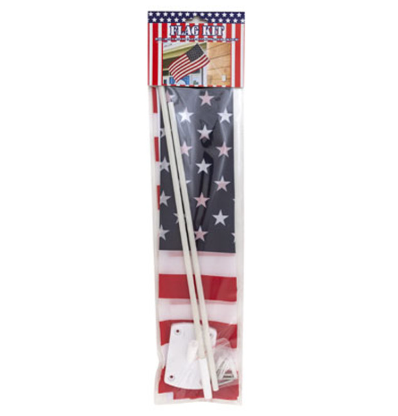 30.25&quot;x16.25&quot; American Flag w/31&quot; Pole &amp; 4pc Screws/Bolts