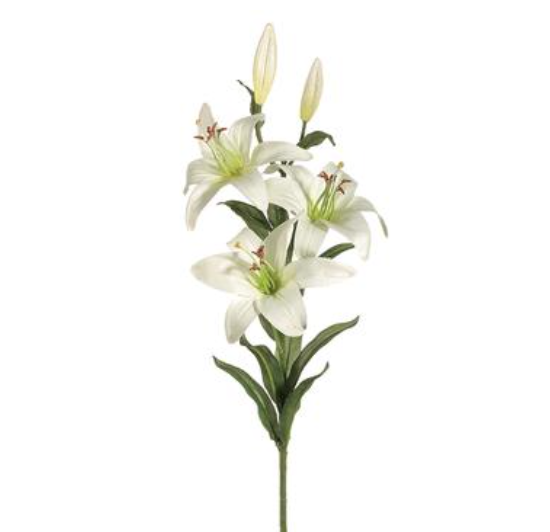 28&quot; Garden Lily Spray w/Bud White