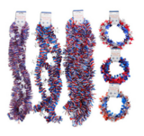 9&#39; &amp; 25&#39; Patriotic Wire Tinsel Garland Assorted