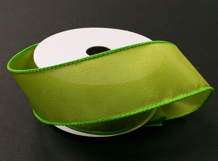 1.5&quot;x10yd Wired Satin Kiwi