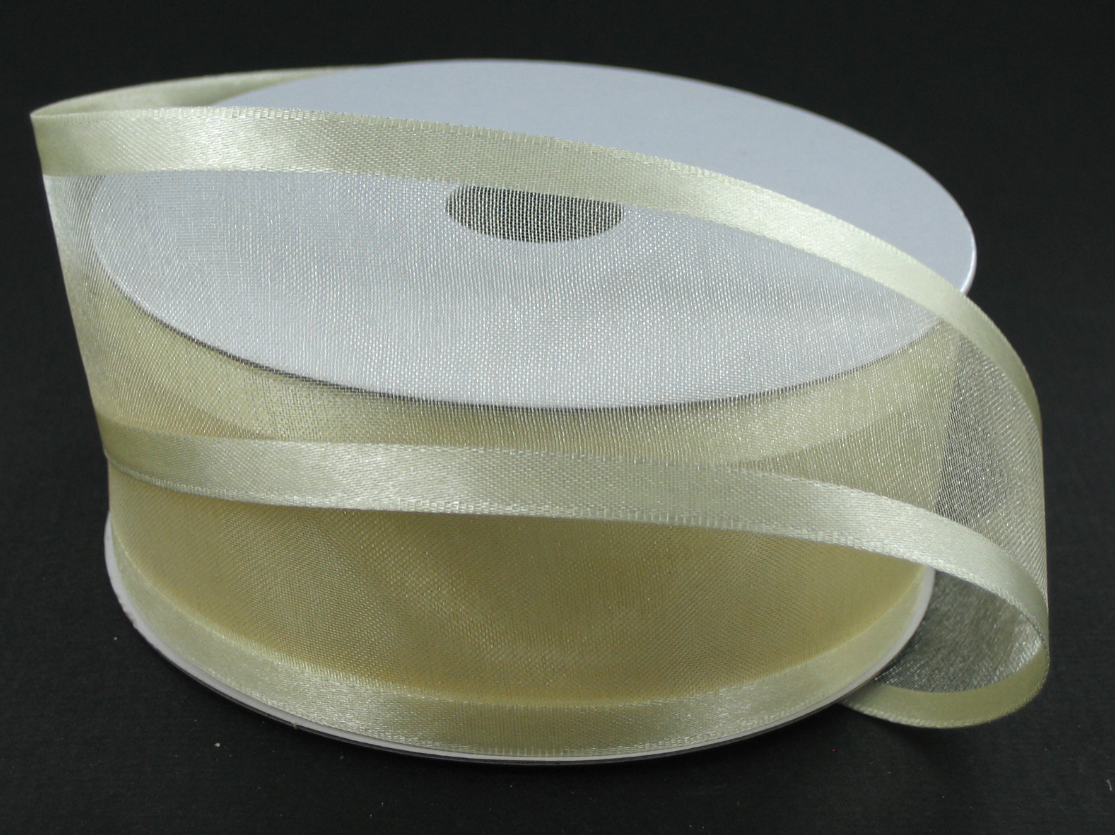 1.5&quot;x25yd Satin Edge Sheer Ivory