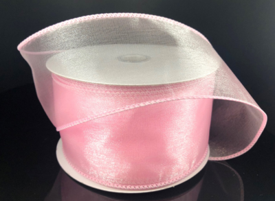 2.5&quot;x25yd Wired Sheer Light Pink