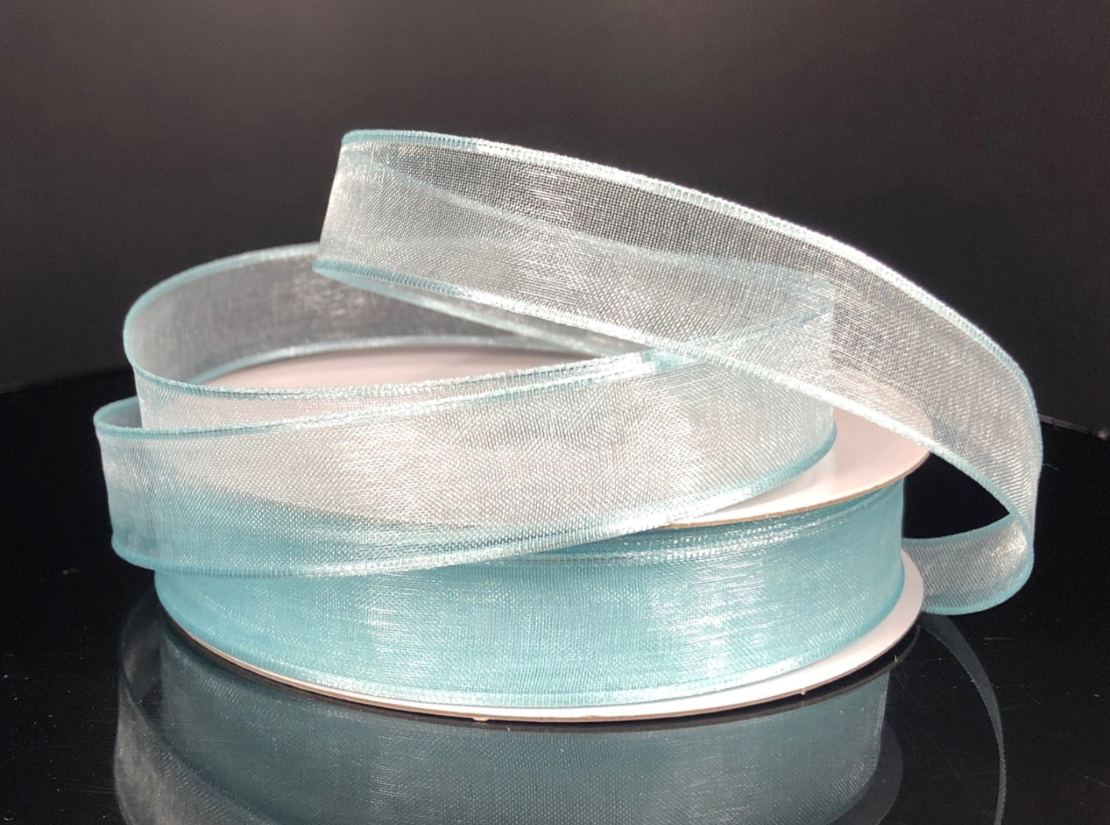 5/8&quot;x25yd Wired Sheer Ribbon Light Blue